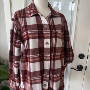 Eddie Bauer Maroon Plaid Shirt Jacket